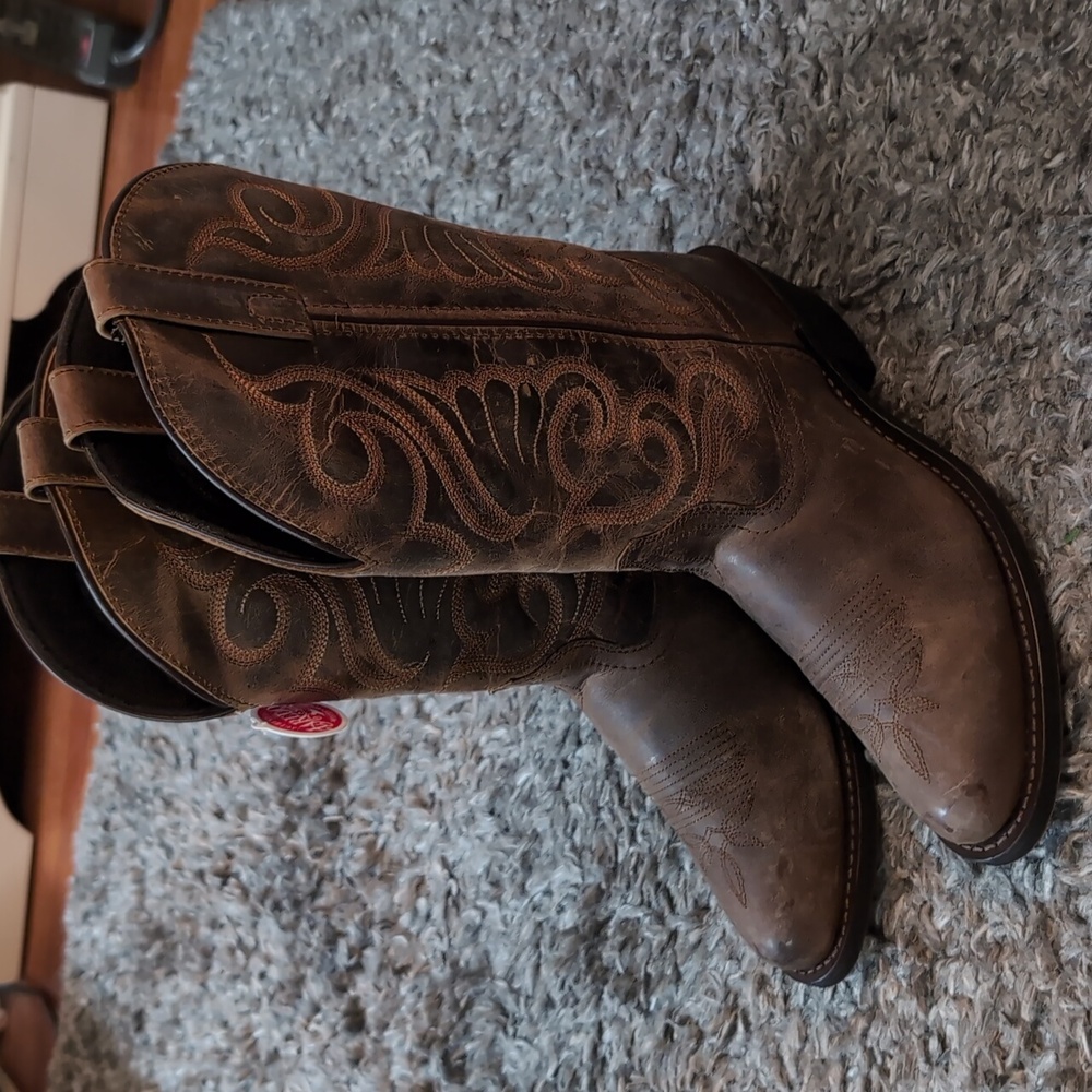 Laredo Ladies Distressed Brown Cowboy Boots - Picture 1 of 7